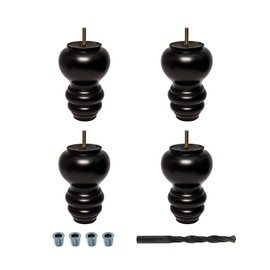 6 in. H x 4 in. Dia Stained Cherry Solid Hardwood Bun Foot Leg | Pack of 4