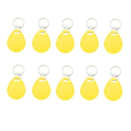 10pcs Plastic 125KHZ Rewritable Writable ID Cards Keyfobs RFID Copy Key Tags Handheld RFID Copier Writer Readers Duplicator-Re-Writable,Yellow