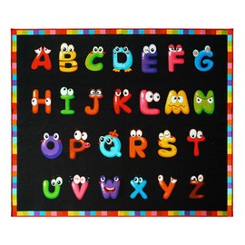 AlaTyche 6'7''x8'7'' ABC Black Classroom Rug, Daycare Rugs for Classroom, Large Classroom Rugs Elementary, Preschool Rugs for Children, Kindergarten Educational Rug for Classroom