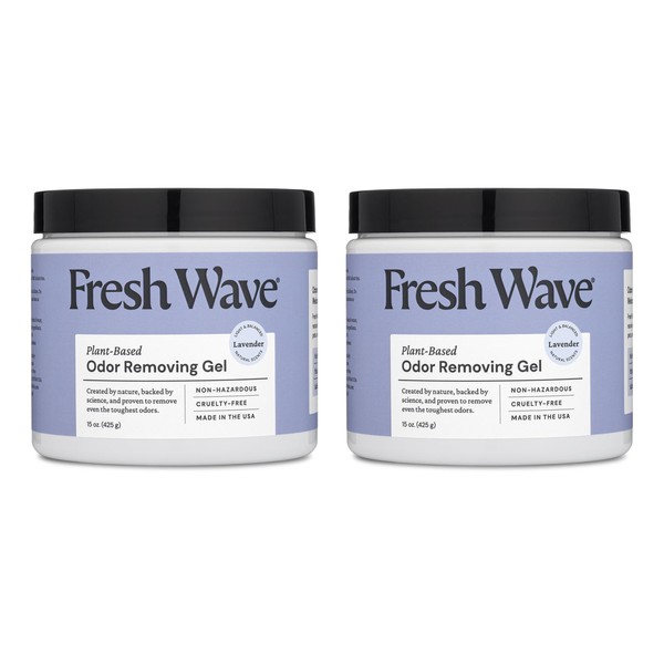 Fresh Wave Lavender Odor Removing Gel, 15 oz. | Pack of 2 | Safer Odor Absorbers for Home | Natural Plant-Based Odor Eliminator | Every 15 oz. lasts 30-60 Days | For Cooking, Trash & Pets