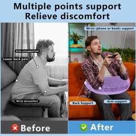 Reading Gaming Pillow, U-Shaped Arm Support Pillow for Working, Playing or Crocheting, Gaming Cushion, Reading Cushion, Extra Arm Rest for Sitting in Bed Sofa Adult Kids