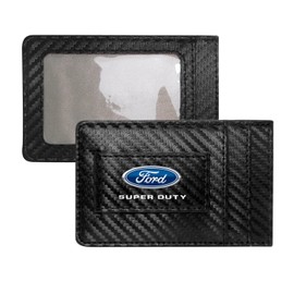 Ford Super-Duty Black Carbon Fiber Leather Wallet RFID Block Card Case Money Clip