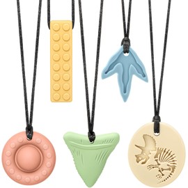 MR.TIMELAG Chew Necklaces for Sensory Kids, Sensory Chew Necklaces 5-Pack - BPA-Free Teething Necklace Set for Babies & Adults - Oral Motor Chew Toys for Autism, ADHD & Anxiety Relief