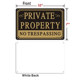 2 Pack Private Property No Trespassing Signs 10 x 7 Inches Private Property Sign, No Trespassing Sign, Metal Reflective Sturdy Rust Aluminum Weather Resistant Waterproof Durable Ink Easy to Install