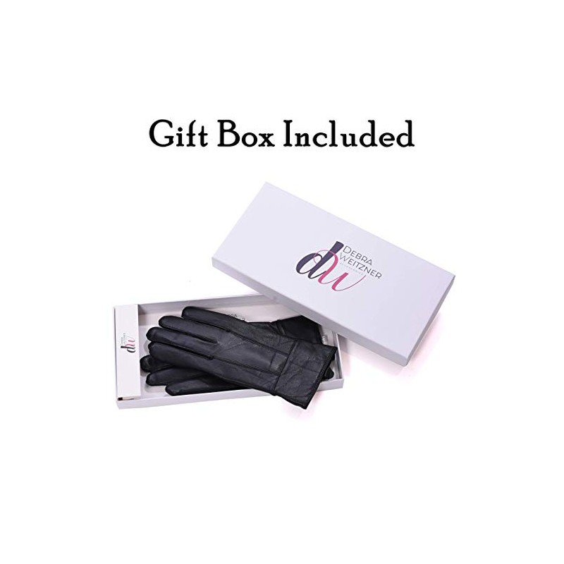 DEBRA WEITZNER Womens Leather Gloves Gift Box Black Warm Driving