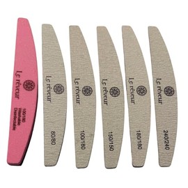 Set Profesional de Limas para Uñas 6 Piezas – Nail File Set Multi Grit 80/80, 100/180, 150/150, 180/180, 240/240 + Sponge 100/180 – Manicure, Nail Art