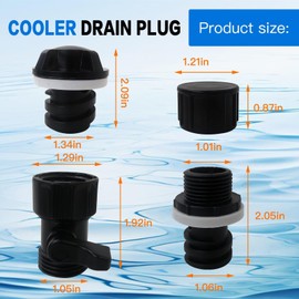 Cooler Drain Plug Hose Connection Set, Upgraded Drain Plug with Garden Hose Shut Off Valve for YETI Cooler, for YETI Tundra Cooler, for Roadie Cooler, for Tank Cooler, RTIC 20QT, 45QT, 65QT Cooler
