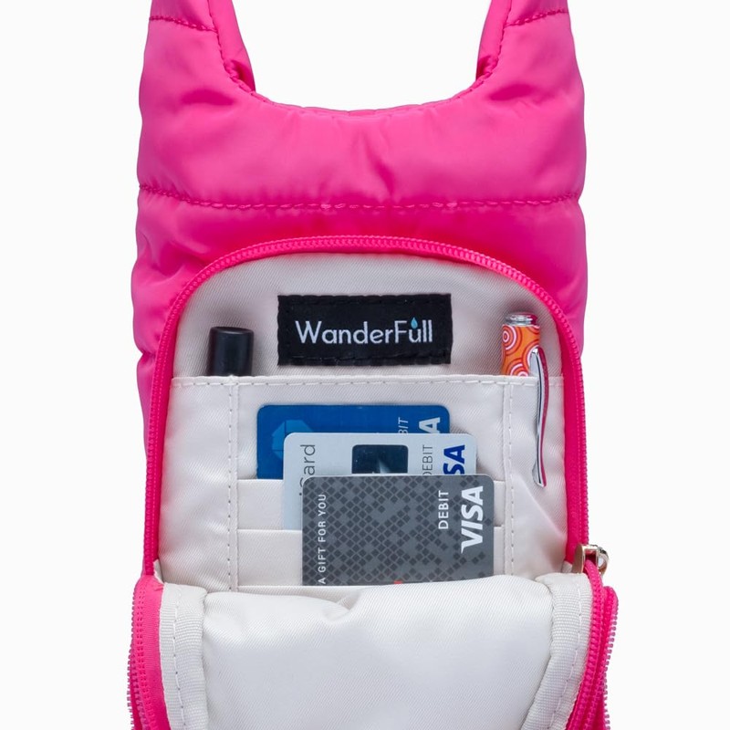 WanderFull Crossbody HydroBag | Quilted Water Bottle Carrier & Strap