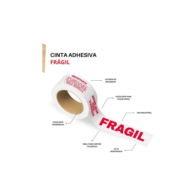 Cinta Adhesiva Para Empaque Embalaje Frágil 48mm X 50m 36pz