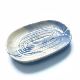 Zurtoki Soap Dish Ceramic, Decorative Ceramic Soap Holder with Unique Marble Textures, Bar Soap Holder for Shower, Bathroom, Kitchen, Tubs, Sink, Hotels, Counters (Blue Texture)