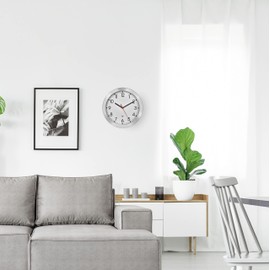 TFA Dostmann Analogue Radio-Controlled Wall Clock, 60.3546.02 with Metal Frame, Small, 25 cm Diameter, Kitchen Clock, Office Wall Clock, White, (L) 250 x (W) 40 x (H) 250 mm