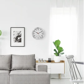 TFA Dostmann Analogue Radio-Controlled Wall Clock, 60.3546.02 with Metal Frame, Small, 25 cm Diameter, Kitchen Clock, Office Wall Clock, White, (L) 250 x (W) 40 x (H) 250 mm