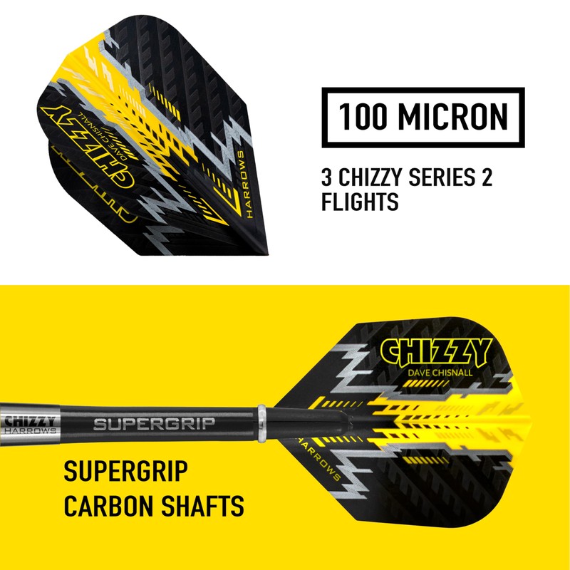 Harrows Dave Chisnall "Chizzy" 80% Tungsten Steel Tip Darts Set