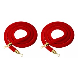 Cuerda de Terciopelo Gamuza para Postes  Control de multitudes 2 Cuerda Terciopelo Rojo Postes Dorado Vip Delimitador Filas