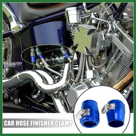 Motoforti 4pcs AN14 Hex Car Hose Finisher Flexible Rubber Pipe Clamp with Screw Band Adapter Fitting for Oil Fuel Water Tube Blue Long-lasting