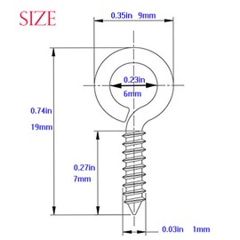 CEEYSEE Pack of 300 Small Eye Screws 19 x 9 mm Metal Eye Bolt, Eye Hook, Screw Eye, Self-Tapping Ring Hooks for Resin, Jewellery and Plastic Accessories (DYJY2)