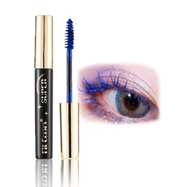 Waterproof Blue Mascara - Navy Blue 4D Silk Fiber Colorful Mascara for Eyes - Extra Long Charming Thick Lash,Smudge-proof Voluminous Lash for Party,Halloween Xmas Make Up Gift