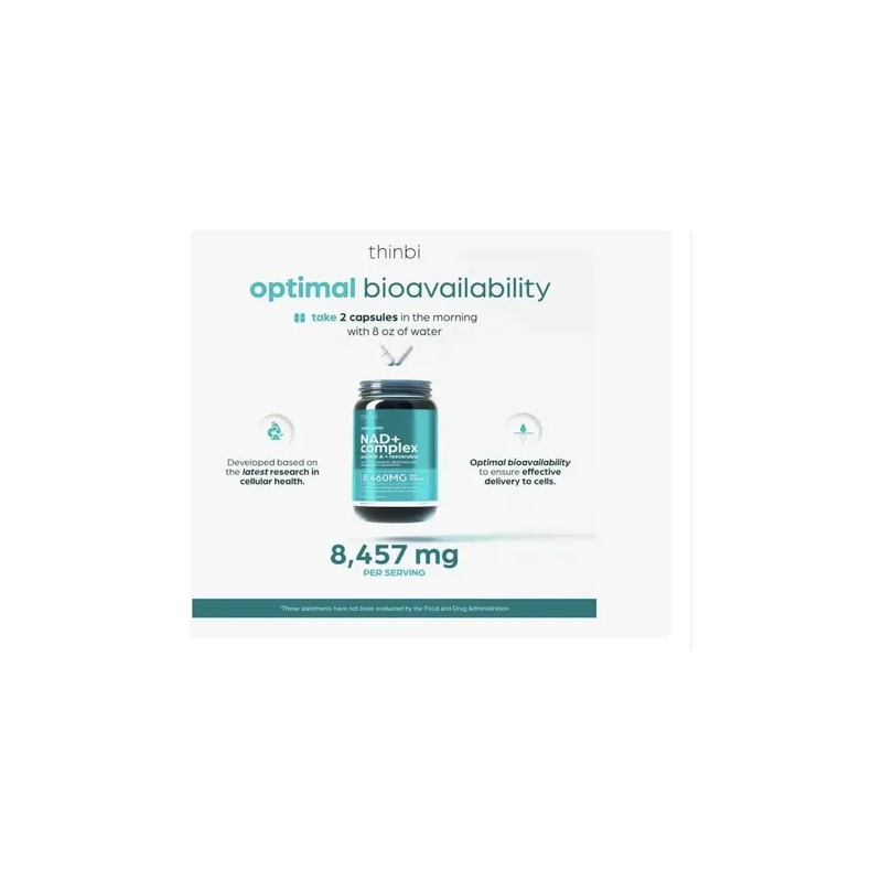 Suplemento NAD Complejo ThinBi Cápsulas 8457mg Resveratrol y CoQ10 60u