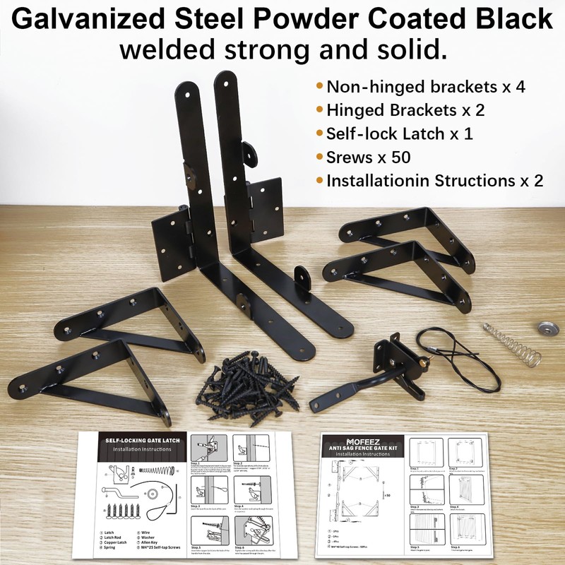 Mofeez Fence Gate Kit Iron Gate Hardware with Gate Latch
