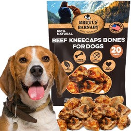 BRUTUS & BARNABY Kneecap Bones for Dogs – 100% USA-Sourced Beef – Long-Lasting Natural Chews for Aggressive Chewers – High Protein, Dental Health Support, (20-pk) – Made in The USA