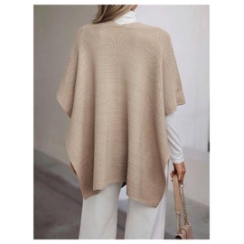 Verdusa Women's V Neck Shawl Wrap Poncho Capes Cross Front Cloak Cardigan Shawls Khaki Small