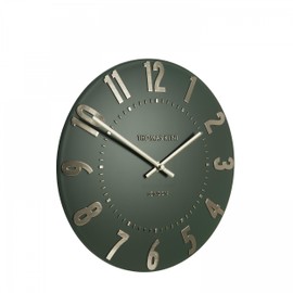 Thomas Kent 12" Olive Green Mulberry Wall Clock with Embossed Foiled Metallic Numerals