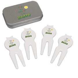 Azeeda 'A Good Day To Be Happy' Golf Divot Tool/Repair Fork Gift Set (GO00072088)