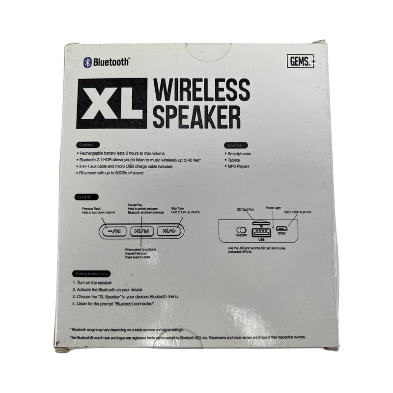 Gems Wireless Bluetooth Speaker - Black