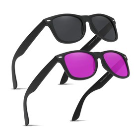 Ninesun Classic Polarised Sunglasses for Men and Women Unisex UV Protection Vintage Outdoor Driving Glasses K630, black/purple