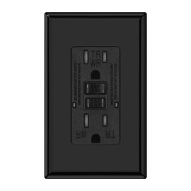 Micmi Black GFCI Outlet WR Weather Resistant Tamper Resistant TR Receptacle Self-Test with LED Indicator, 15Amp 125 Volt Screwless Wallplate Included ETL Listed (1Pack, Black)
