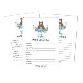 Inkdotpot Set Of 50 Baby Shower Word Scramble Game Cards It’s A Boy It’s A Girl Jungle Animals Party Supplies-Fun Baby Shower Game Favors