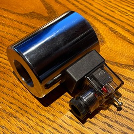 Solenoid Valve Coil with 3 Prong DIN Connector, Compatible with Hydraforce Stem Size 08 80 88 98 10 12 16 38 58 20, DC 12V 24V (24VDC for 1.23" Stem Size 20)