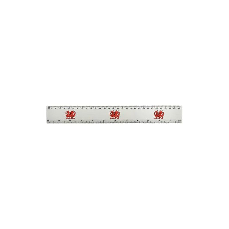 'Welsh Red Dragon' 30cm (12 Inch) White Plastic Ruler (RL00085976)
