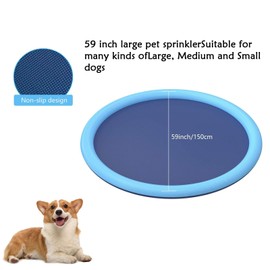 Splash Sprinkler Pad for Dogs Kids, Non-Slip Pet Thickened Durable Wading Bath Pools, Splash Play Mat Outdoor Game Toys for Pets & Kids (59 inch)