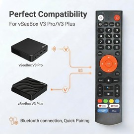 New V3 Plus Voice Remote Control Replacement - Compatible with vSeeBox V3 Pro and V3 Plus, Smart Bluetooth Voice Remote for vSeeBox TV Box