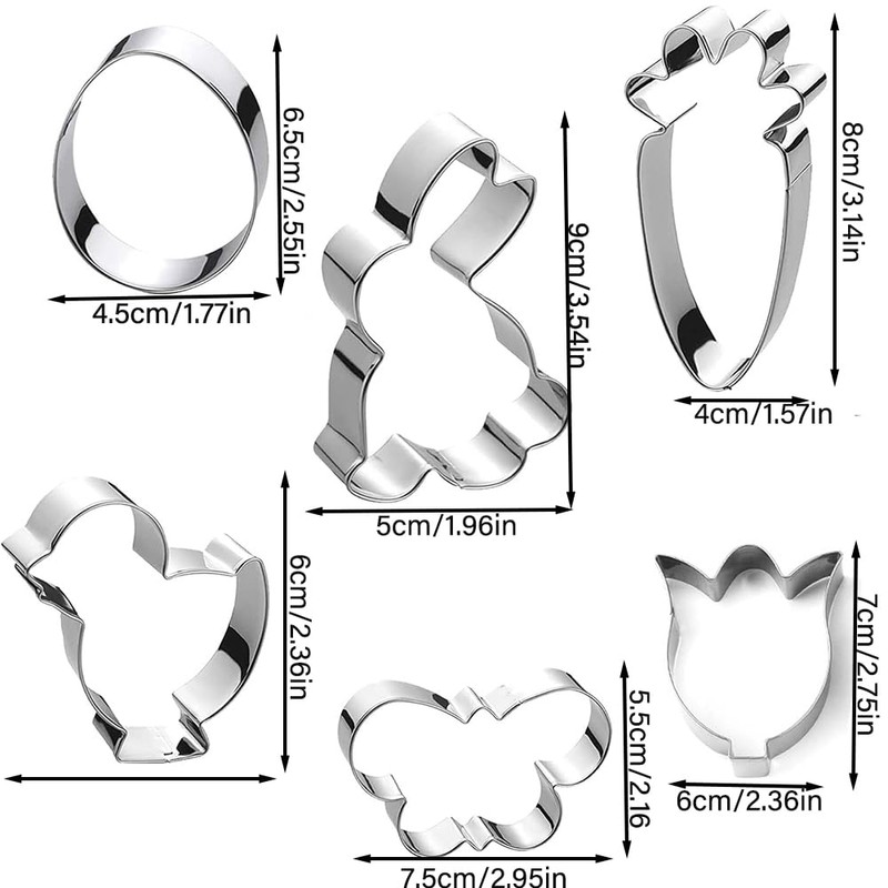 Easter Cookie Cutter Set, 6 Pieces Stainless Steel Cookie Cutter