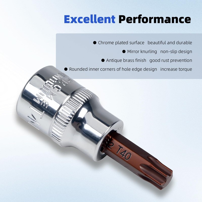 2PCS Othmro T40 Torx Bit Socket, 3/8" Drive x T40
