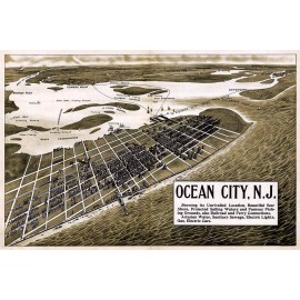 OCEAN CITY New Jersey MAP circa 1903 Vintage Reprint Poster Print JERSEY SHORE