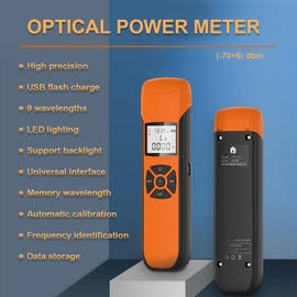TRYLINSTY Optical Power Meter, High-Precision Fiber Optic Attenuation Tester, Rechargeable Mini Optical Power Meter FC/SC/ST Universal Interface (-70+6dbm)