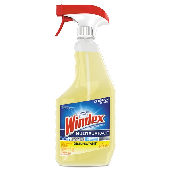 Windex 679594 Antibacterial Multi-Surface Cleaner, Lemon Scent, 23 oz Spray Bottle (Case of 8)