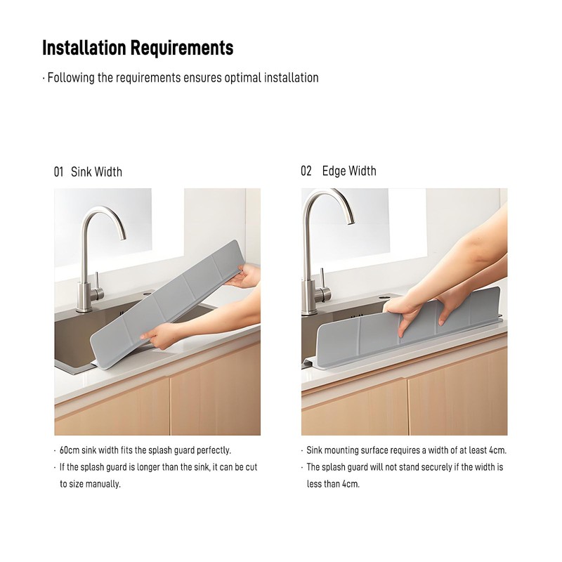 23-inch Silicone Sink Splash Guard - Strong Suction Water Barrier