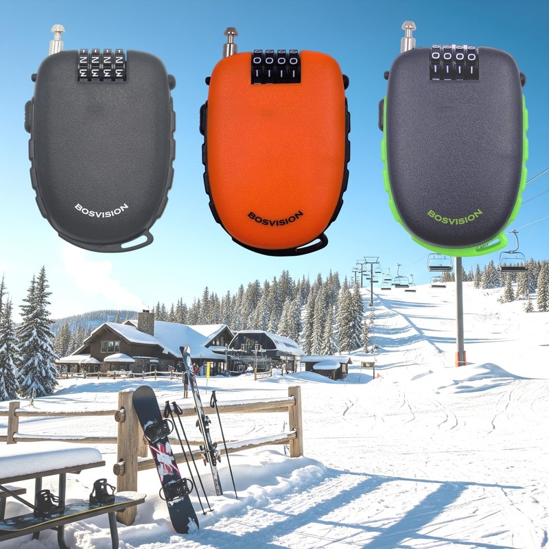 Bosvision Ultra-Secure 4-digit Combination Lock with 3 Feet Retractable Cable