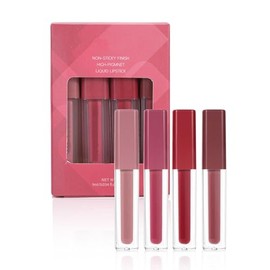Set de Labiales Lquidos 4 Piezas con Acabado Brillante, Perlado, Fcil de Aplicar, Larga Duracin, Impermeables y que No Manchan Vasos, Kit de...       