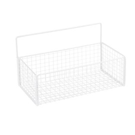 Gzsekken Wall Storage Basket Black Metal Wire Storage Baskets No Drill installation Bathroom Basket Small Pantry Baskets for Cabinets, Pantry, Closets,Bathroom, Kitchen,Bedroom/1Pack White-Small