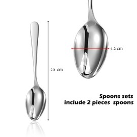 ATB Dinner Spoons, Food Grade Stainless Steel Spoons Silverware for Home, Kitchen or Restaurant - Mirror Polished, Dishwasher Safe, Set of 2/4/6, 8 Inch (2)