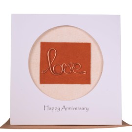 Camellia Bees 7th Wedding Anniversary card, Copper theme wedding anniversary card for husband, wife, couple, seventh year (7th)