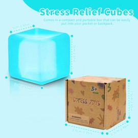 Graphinza Nice Cube Large Blue & Large Pink – 1.97" Squishy Cubes Squeeze Toys, Ice Cube Fidget Toy, Sensory Fidget Toys, Taba Squishy Stress Cube for Anxiety Relief for Kids & Adults (blue)