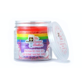 The Sweet Baker | Professional Silicone Baking Cups | Premium 12 Piece Set | Reusable Cupcake Muffin Pans | BPA Free