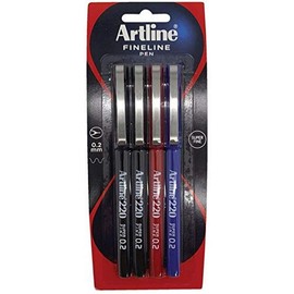 artline 220, 122084, Fineliner Pen, Hangsell, 0.2mm, Black, 4 Pack