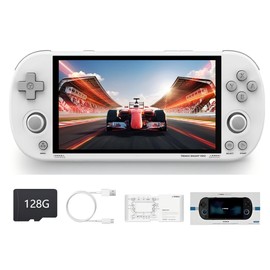 Trimui Smart Pro Retro Handheld Game Console, 5" IPS Screen Portable Game Console with 5000mAhBattery, Built in 128G TF Card &15000 Games,Support WiFi Multiplayer Online Battle (White,128G)